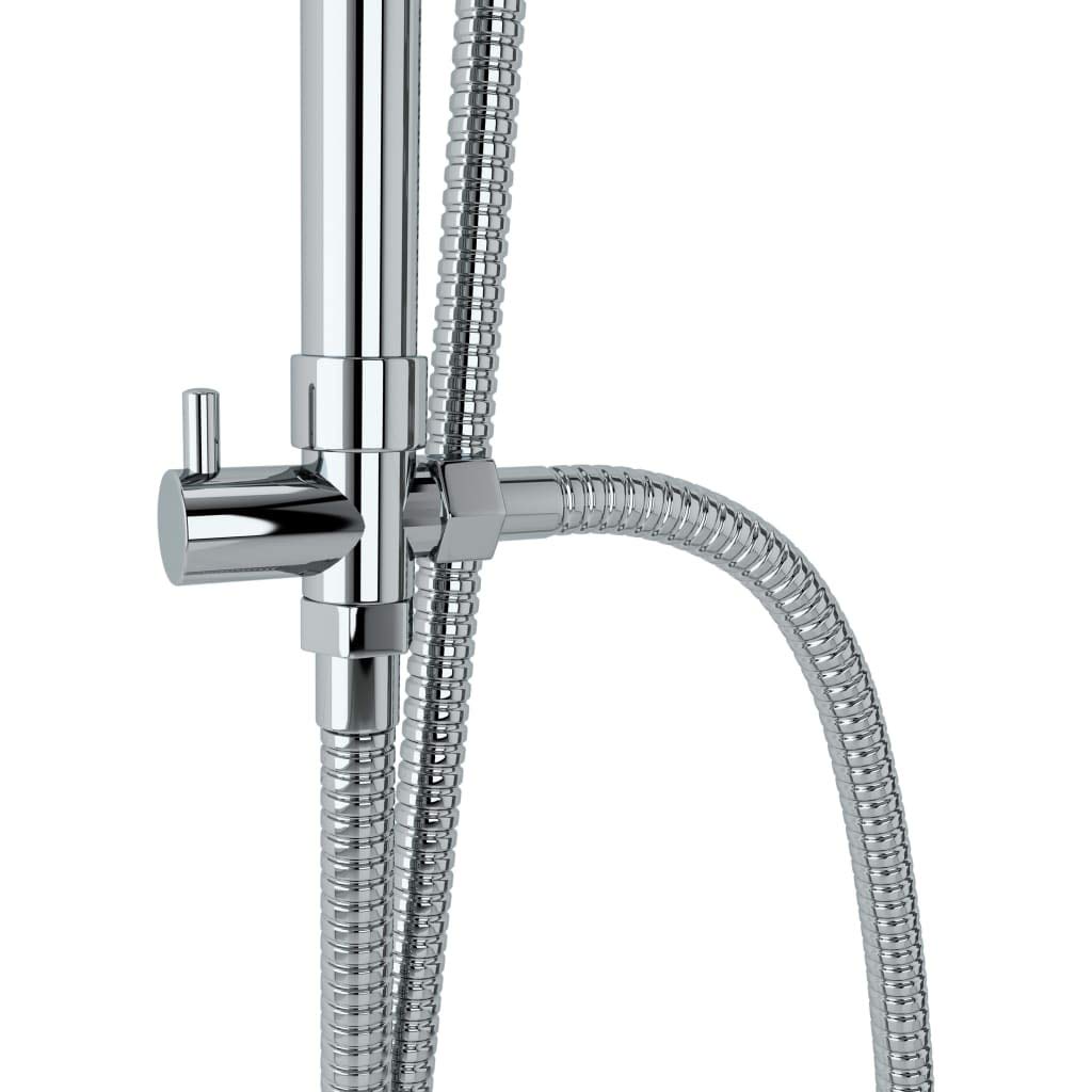 vidaXL Conjunto Ducha sin Grifo Monomando Barra Vertical Alcachofa Mano Ajustable Altura Cabezal Lluvia Redondo Basculante Plateado Acero Inoxidable