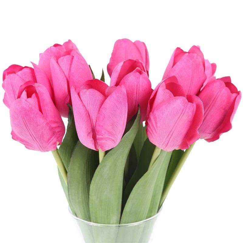 Image of CosaCentrum Beautiful Decorative Artificial Tulip Flower Bunches for Home decor (Pink, Pack of 9)