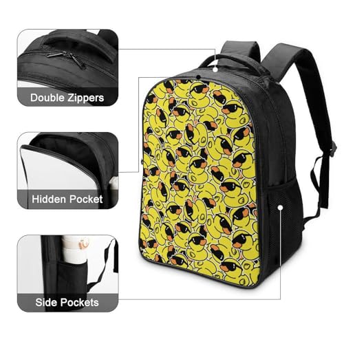 Sunglasses Yellow Rubber Duck Double Compartment Large Capacity Backpack Unisex4