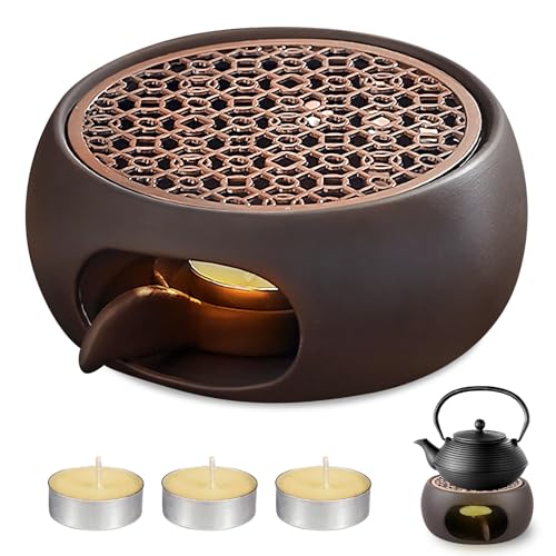 GOMETY Stövchen für Teekanne, Keramik Teewärmer mit Kerzenhalter Teekannenwärmer Kaffeewärmer mit Teelichthalter Stövchen Teekanne Wärmer für Kaffee Tee Milch