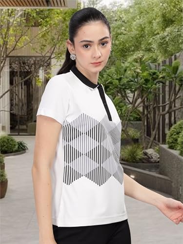 Image of STELLERS Women's Half Sleeve Active Wear Polo T-Shirt| Feather Touch Feel | Regular Fit | Odour Resistant | Anti-Static | Wrinkle Free | Quick Dry | Stretchable | Lightweight | Sweat-Proof