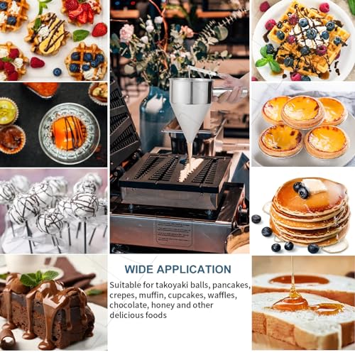 Imbuto per Dolci Cucina, 1.2L Imbuto a Pistone in Acciaio Inossidabile Dispenser per Pasta Pancake Dispenser con Supporto, per Pasticceria, Cucina, Torte, Marmellate, Muffin, Cioccolatini - immagine 6