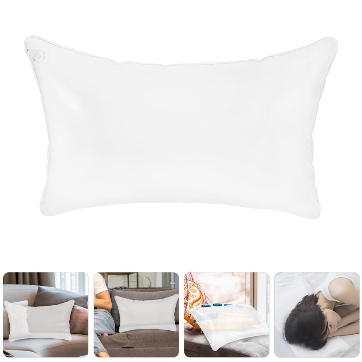 NUOBESTY Cuscino Gonfiabile per Campeggio in Pvc Bianco, Riempimento Decorativo e Pieghevole, Cuscino Portatile per Campeggio e Uso Esterno