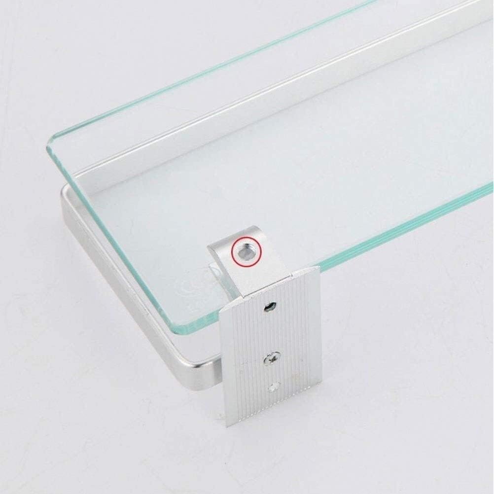 Bathroom Wall Shelf with Aluminum Rail Bathroom Shelves 1 Tier Wall Mounted Bathroom Glass Shelf (Size : 60cm) ()