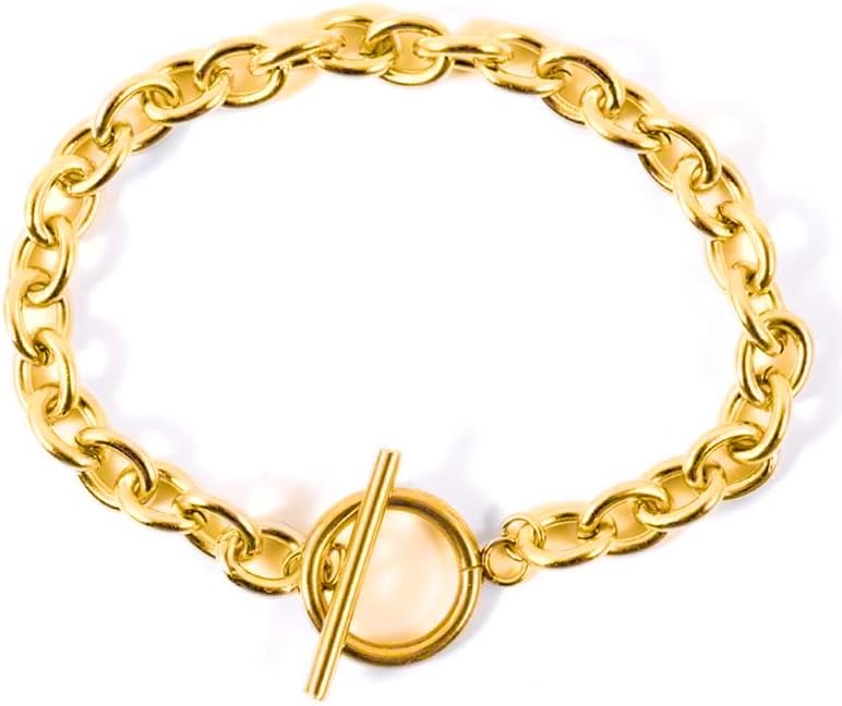 ZMANYIJEW 14K Plated Paperclip Chunky Necklace OT Clasp Stackable Chain Toggle Clasp Necklace for Women Jewelry - Image 3