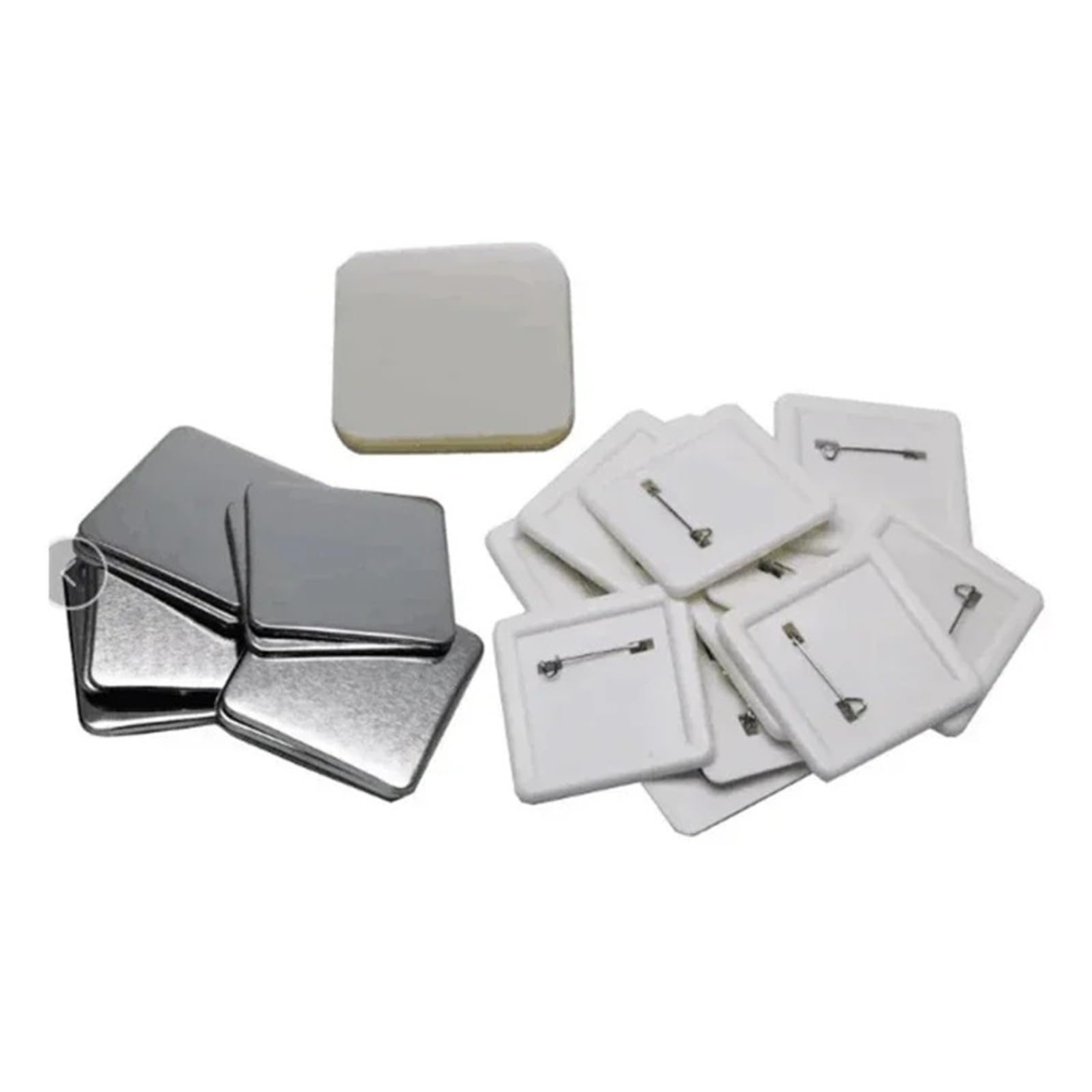 100 szt. kwadratowych plastikowych znaczków 50x50mm magnesy na lodówkę materiały eksploatacyjne maszyna do odznak DIY puste akcesoria Wystarczające zestawy(Button pins)