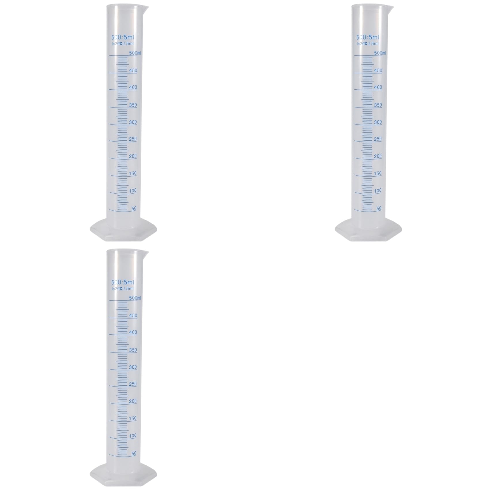 Hndhbfgrt 3X 500 Ml Plastic Transparent Graduated Tube.