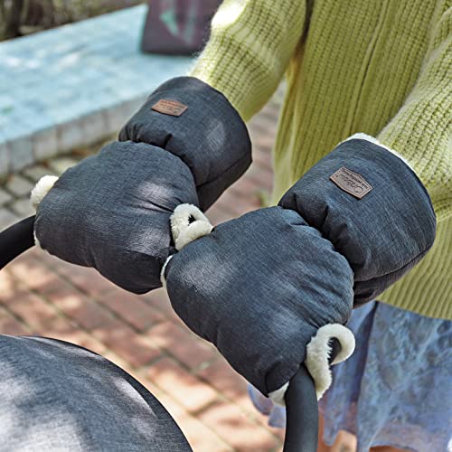 Image of Orzbow Faux Sheepskin Stroller Gloves, Universal, Cozy & Warm, Dark Gray