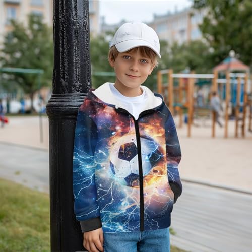 Boys Zip Up Hoodies 3D Printed Fleece Lightweight 6-16T Hooded Sweatshirt Athletic Jacket with Pockets for Kids2