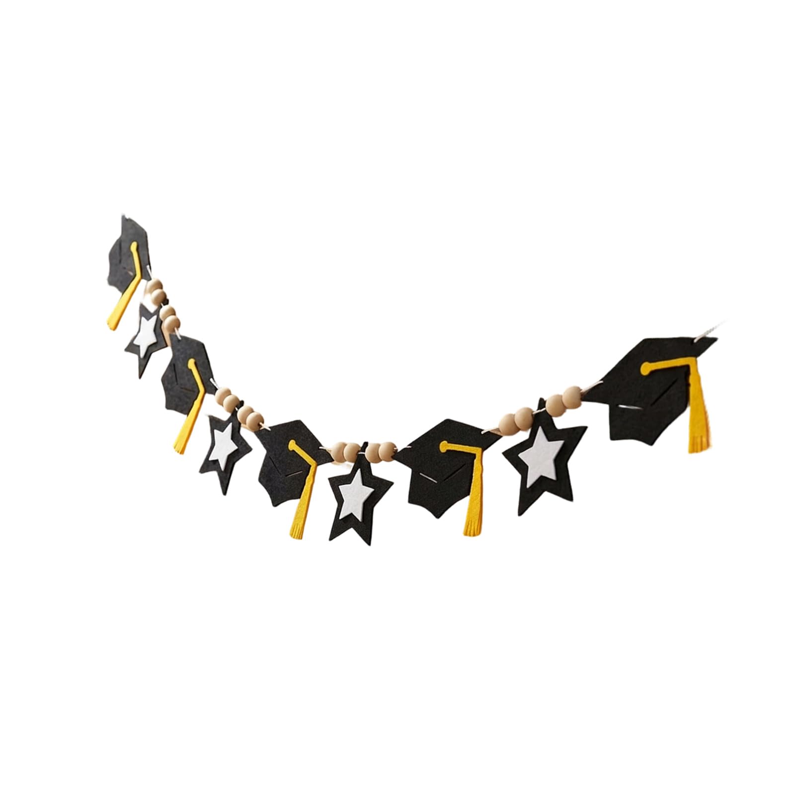 Sbshiouu F Elt Graduation Pennant Ornament With Wooden Beads Or Graduation Party Decoration And Photography Backdrops Deck
