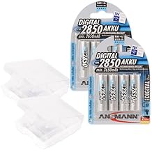 ANSMANN AA Rechargeable Batteries 2850mAh high-capacity high-rate rechargeable NiMH AA Batteries for flashlight, camera, radio etc. 8-Pack + 2x Battery Case protection for 4 AA and AAA Batteries 5035092-590-2