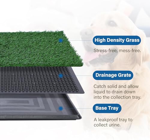 Dog Grass Pad with Tray -3 Layered System Artificial Turf Grass Potty, Reusable Puppy Pee Pads for Dogs, Portable Dog Litter Box for Indoor/Outdoor Potty Training Toilet(25x20 in) - Image 4