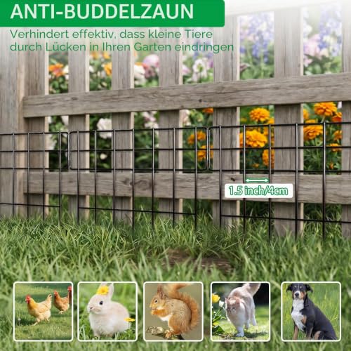 Thealyn 10er Set Metall-Gartenzaun, dekorativer Beetzzaun