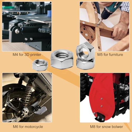 50pcs m6 hex nut stainless steel 304 hex drive metric m6x1 nuts fasteners replacement nut right hand m6-10mm hexagonal nut