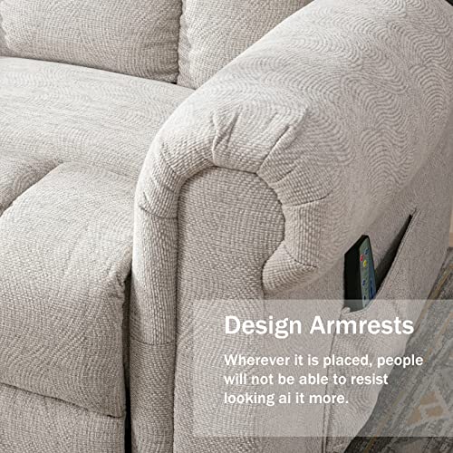 Anj Oversized Rocker Recliner Chair With Massage And Heat, Manual Overstuffed Swivel Recliners For Big Man, Large Glider Rocking Reclining Chairs For Living Room, Cream White #TOP7