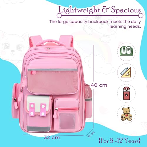Image of Storite School Backpacks for Girls Stylish Bags for Girls Kids 7-12 Years Old Cartoon Water Resistant Backpack Durable Burden Relief School Bag Birthday