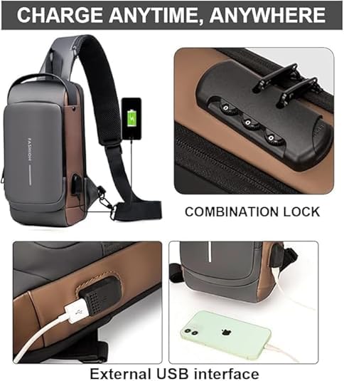 KACHKIT Phone Bag Waterproof Polyester Slim Unisex Crossbody Sling Bag Any Phone a Men's Shoulder Bag, Leisure Travel Handbag and Anti-Theft Chest Bag with USB Charging Port, (Multicolor ; PCS-1). 4