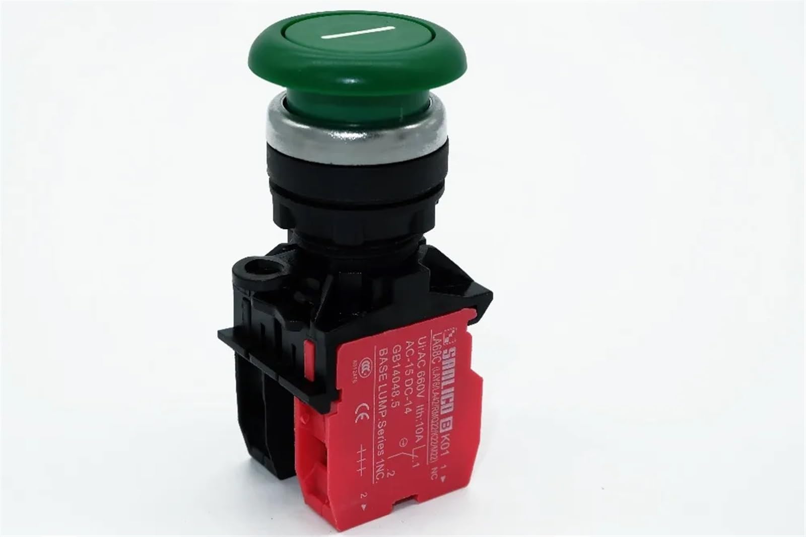 Pulsador de cabeza de seta de parada de emergencia resistente al agua con marca SB1 LA68C M22-MJ45M resorte momentáneo Ø22mm(Black,1NO AND 1NC)