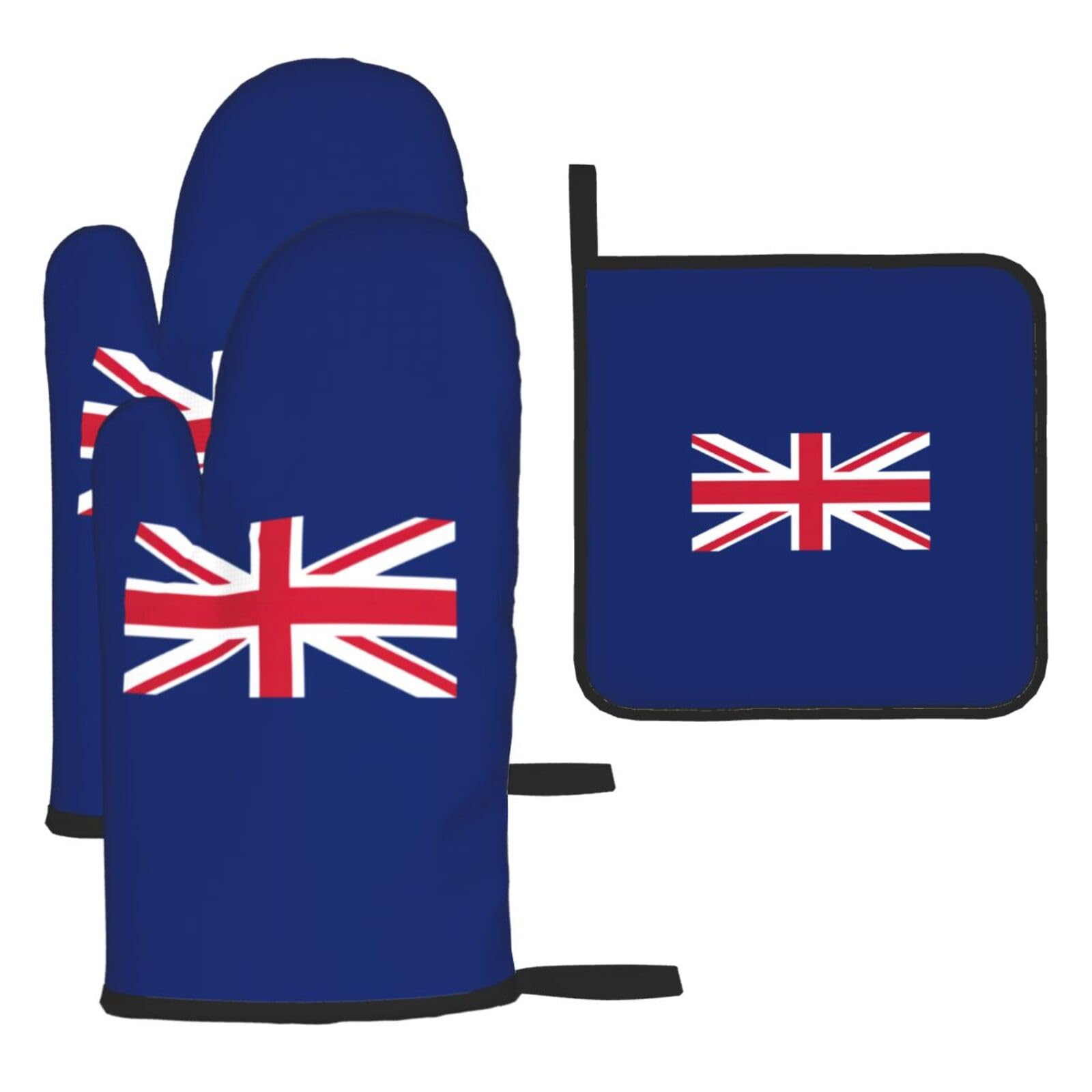 British Flag Print Oven Mitts Kitchen Gloves Set Everyday Baking Grilling Microwaving Cooking Gift