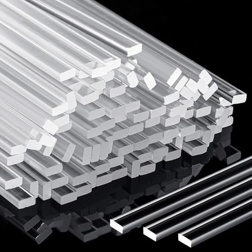 Beeveer 100 Pcs 6 Flat Clear Sticks for Cake Toppers Acrylic Candy Cake Pops Sticks Lollipop Reusable Candy Rods for DIY Cupcake Chocolate Cookie Dessert Decorations