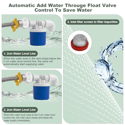 Automatic Chicken Waterer, Float-Controlled Chicken Water Feeder, Large Watering System with 60 Inch Water Hose (One End 3/4''), Poultry Waterer for Duck Quail Turkey Chick (2 Gallons, Red) - Image 3