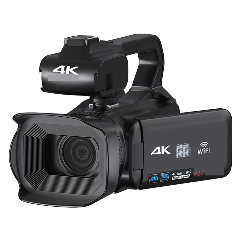 CVFRDD 64MP Video Camera Full 4K 60FPS Camcorder For Live Streaming Webcam 18X Auto Focus Vlog Recorder 4" Rotate Screen(NO SD Card,Standard)
