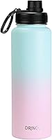 Vista 43 de Drinco - Botella de agua de acero inoxidable con boquilla, tapa aislada al vacío, botella de agua de doble pared, de boca ancha