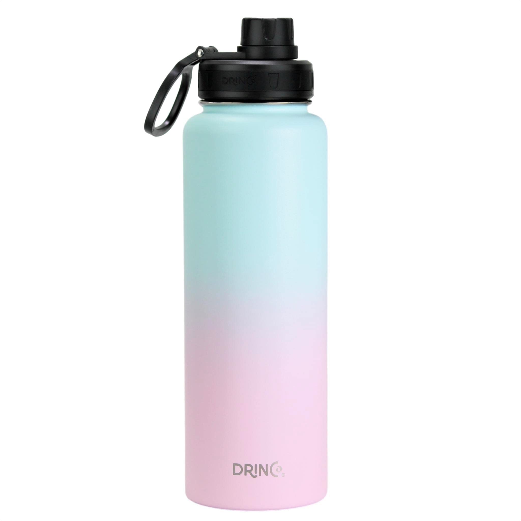 DRINCO Stainless Steel Water Bottle Spout Lid Vacuum Insulated Double Wall Water Bottle Wide Mouth (40oz 32oz 22oz 18oz 14oz) Leak Proof Keeps Cold or Hot (40 oz, 40oz Macaron) — image 1