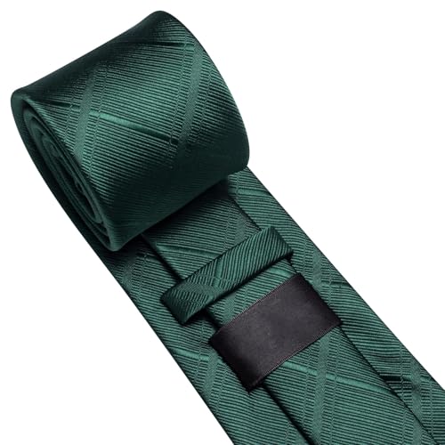 Image of Dubulle Mens Forest Green Tie and Lapel Pin Paisley Striped Floral Necktie for Men Pocket Square Cufflinks Wedding Party