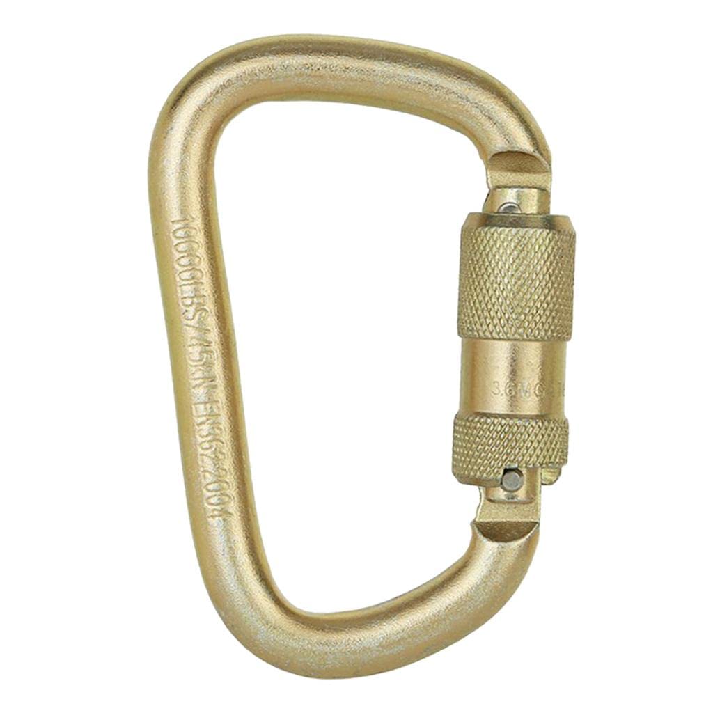 45KN Karabinerhaken Stahl D-Ring Schraubverschluss Klettern Gold