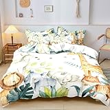 Picture of BESTDESIL Aniamal Duvet Cover Set for Kids,Cartoon Duvet Cover Bedding Set,3 Pcs Ultra Soft Washed Microfiber Duvet Cover with Zipper Closure,Full Size
