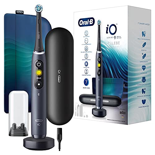 Oral-B iO Series 9 Elektrische Zahnbürste/Electric Toothbrush, 7 Putzmodi für Zahnpflege, Magnet-Technologie & 3D-Analyse, Farbdisplay, Lade-Reiseetui & Beauty-Tasche, Special Edition, Black Onyx