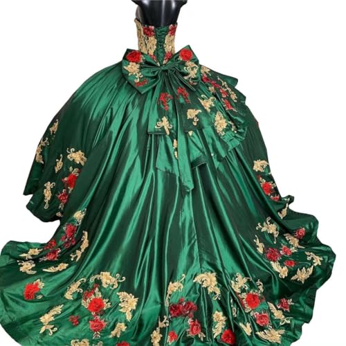 Gold Red Embroidered Vinatge Quinceanera Dresses Charro Ball Gown Plus Size Sweet 16 Dress Strapless Prom 20252