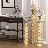Tall Floor Vase Large Vintage Modern Vase Set of 3 Oversized Tall Vases for Floor Metal Large Vases for Decor Living Room Gold Floor Vases Decorative Tall for Living Room Corner Hallway