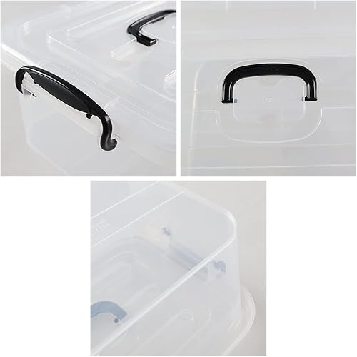 Miniatura 3 de Paquete de 2 cajas de almacenamiento de plástico con tapa, contenedor de almacenamiento transparente de 8 cuartos de galón, T