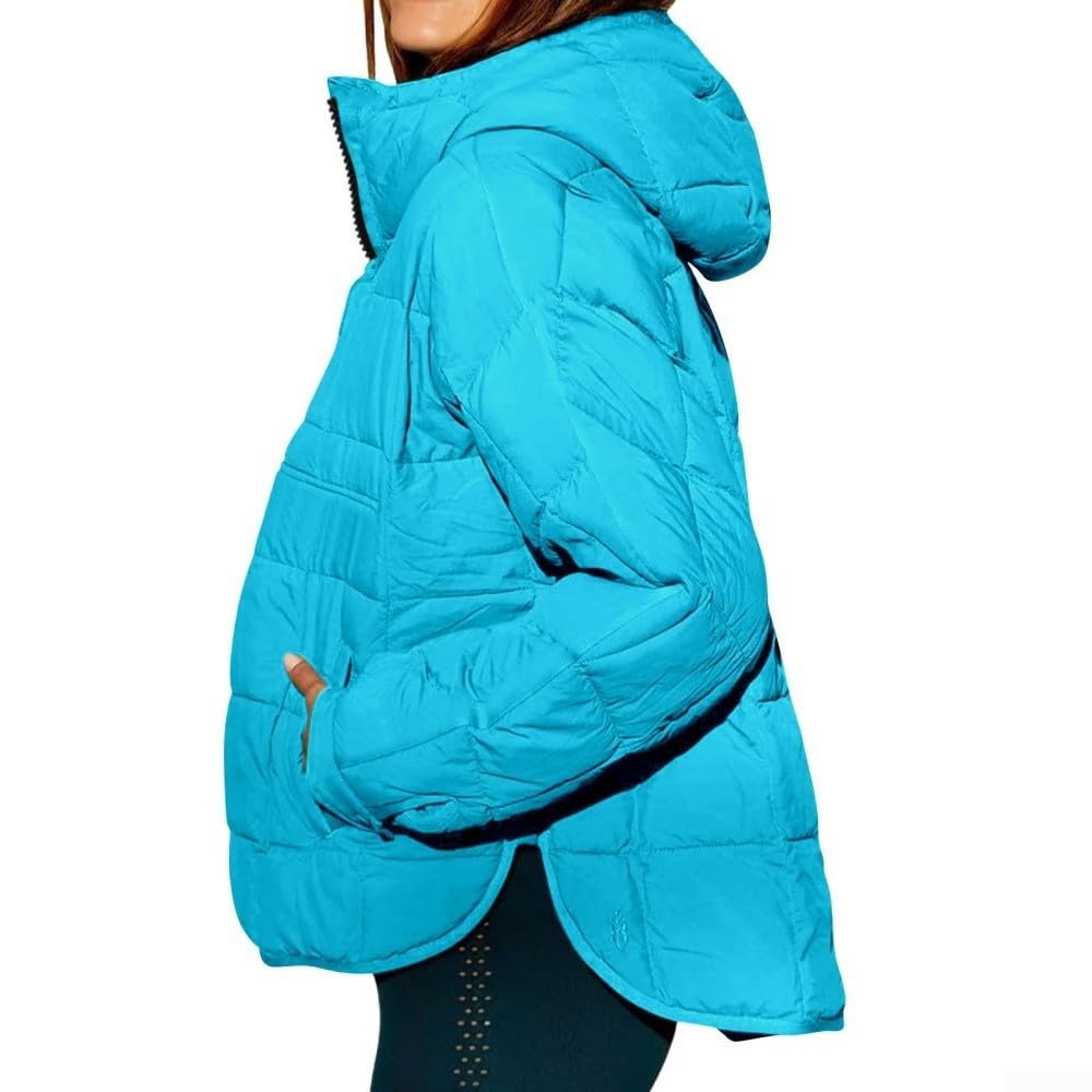 Cappotto da donna con cappuccio e cerniera a maniche lunghe, vestibilità ampia, in poliestere, per l'uso in più stagioni e varie occasioni (L bianco)
