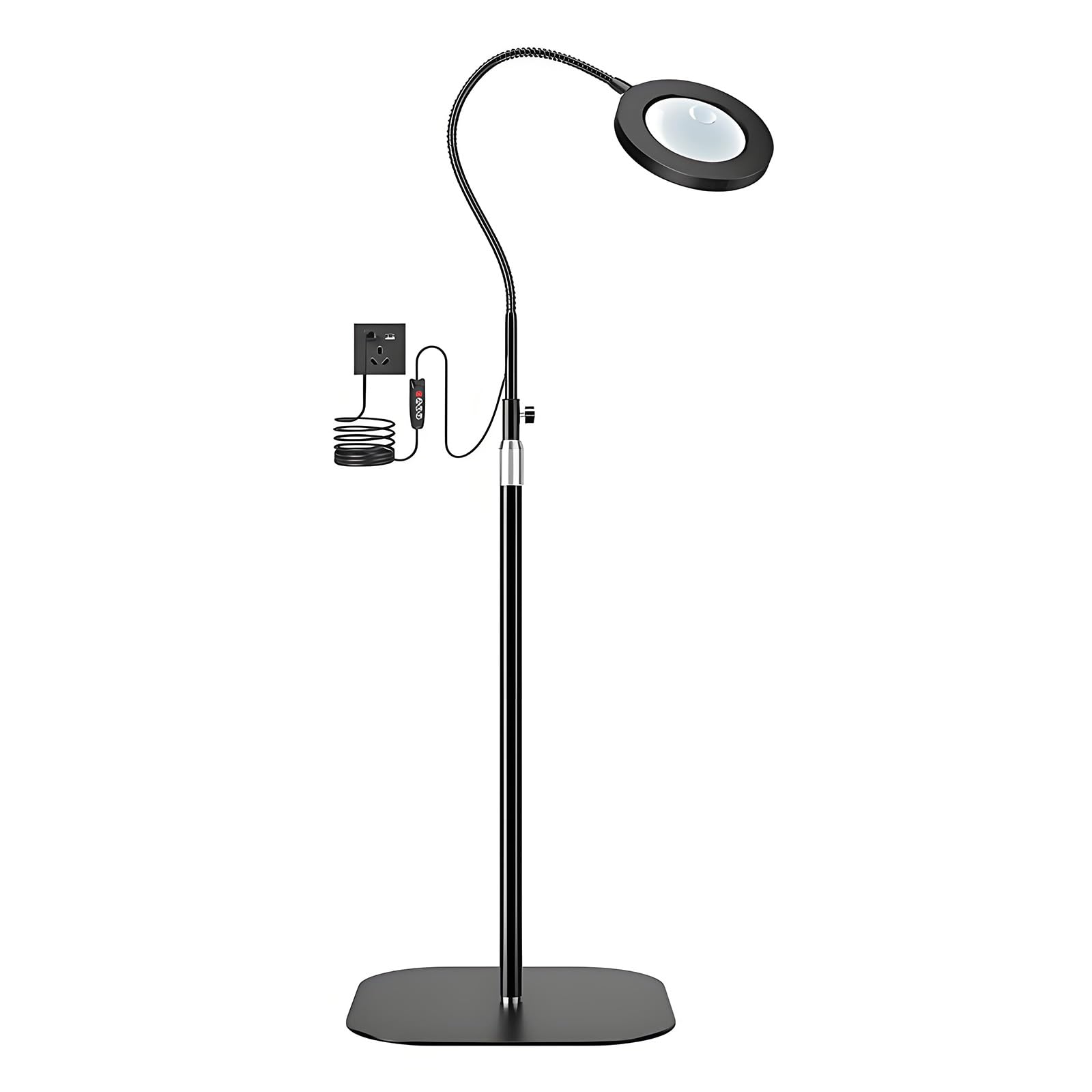 Carotoe Light Usb Powered Magnifier 3 In 1 Floor Desk Clamp Design With 10X 20X Lens, Adjustable Gooseneck Lamp For Sewing And Repair Ed Magnifier Stand Desk Clamp Lens Elderly Reading Aid