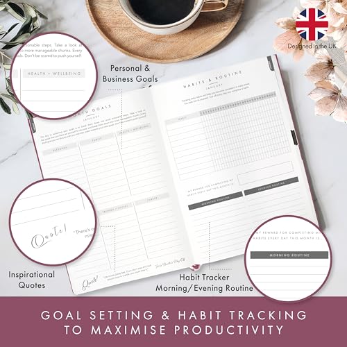 Perfect Planner Company - 2025 Lifestyle Planner - A5 Hardcover Organiser - Personal Development - Goal Setting - Habits and Routines - 100gsm FSC Paper, Mauve - Cosy Home Interiors Perfect Planner Company - 2025 Lifestyle Planner - A5 Hardcover Organiser - Personal Development - Goal Setting - Habits and Routines - 100gsm FSC Paper, Mauve - Image 3