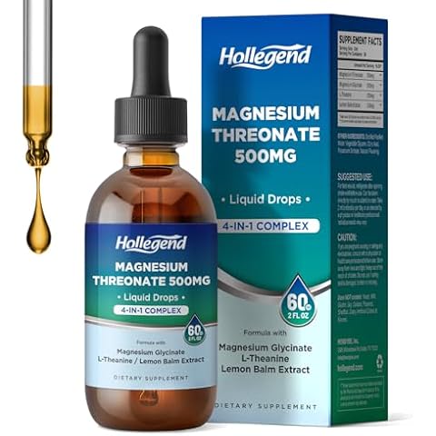 HOLLEGEND Magnesium Threonate Liquid Drops, Magnesium Threonate 500mg with Glycinate, L-Theanine, Lemon Balm, Supplement for Kids & Adults, Brain Health, 2 Fl Oz Cover