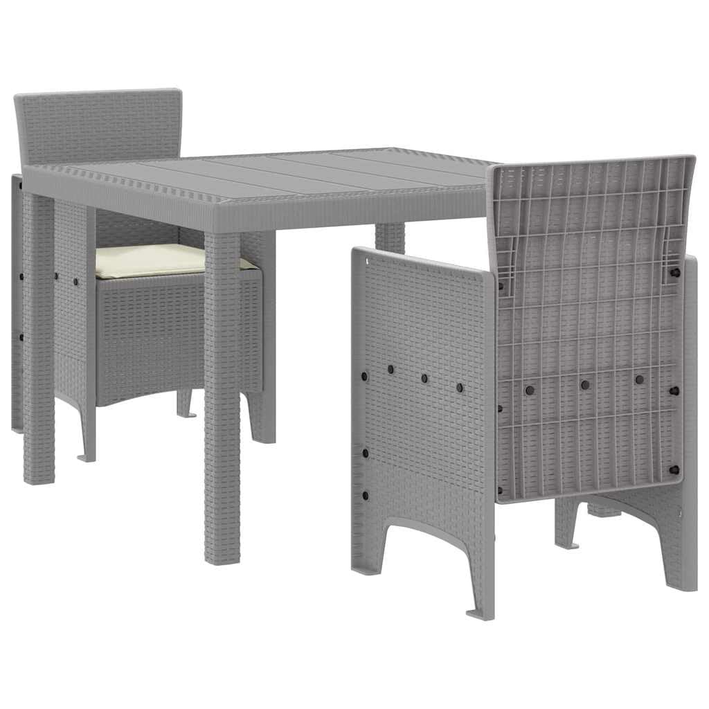 vidaXL Set da Pranzo per Giardino 3 PCS Grigio Chiaro Rattan Polt, Set da Pranzo all'aperto, arredo Giardino Moderno, Leggero per TACE, Tavolo Robusto per riunioni estive