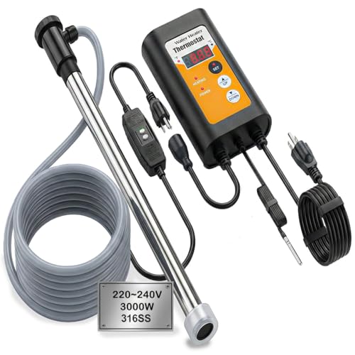 3000W Immersion Water Heater for Pool & Hot Tub, Submersible Electric Pool Heater with Smart Thermostat & GFCI, Portable Heater for Inflatable Above Ground Pool, Bathtub, Baptistry, Baptismal