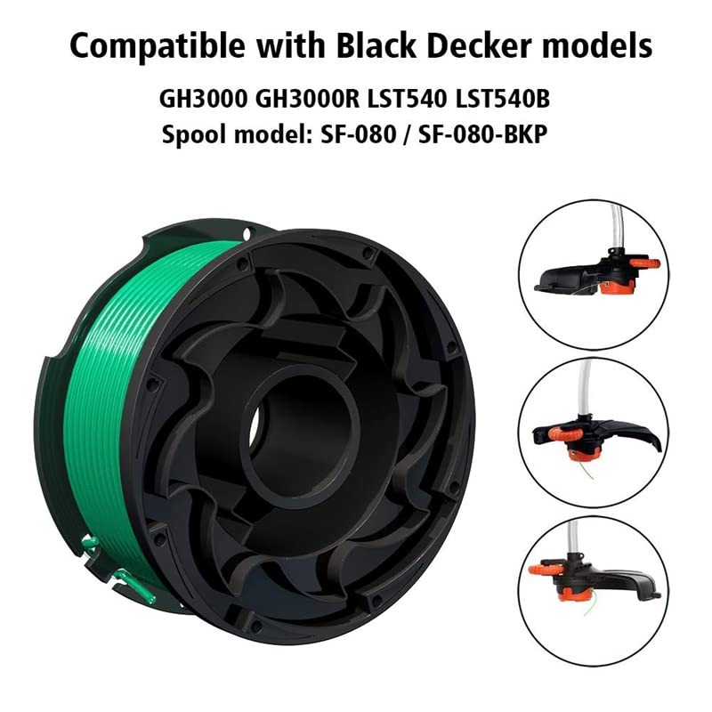 Ersatzfaden Für Rasentrimmer – 10 Spulen, Je 6 M, 0,2 Cm, Kompatibel Mit Black & Decker GH3000, LST540 U.a.