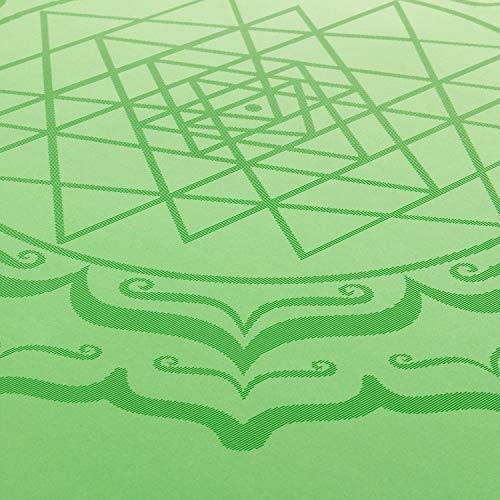 Tapete de Yoga verde-claro estampa yantra, revestido com PU 100% Borracha Natural, ecológico, indica