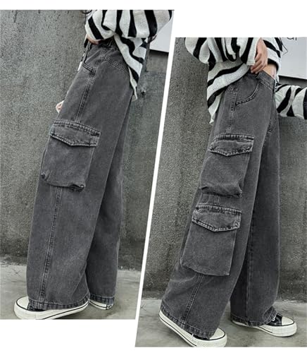 Girls Jeans Elastic Wasit Wide Leg Pants Kids Jeans 5-16 Years2