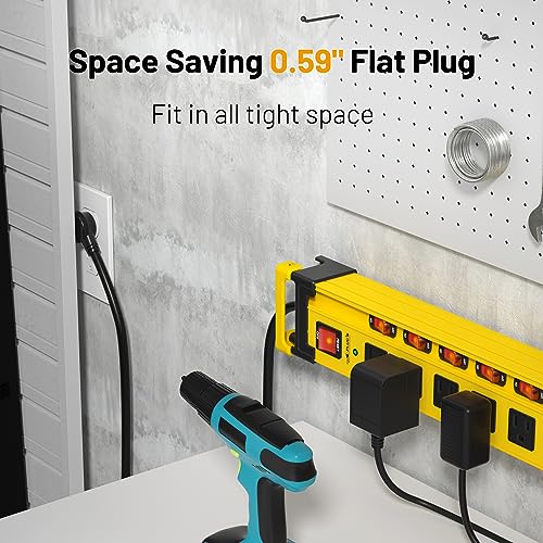 Plug'N Power Strip 10 Outlet,3300J Surge Protector With Individual Switches,9Ft Power Cord 14Awg/15Amp/1875W,Heavy Duty Metal Power Strip With Cord Manager,For Workshop,Garage,Shop,Home thumb #6