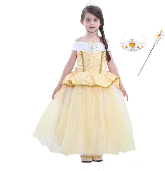 Amazon Co Jp 子供 ディズニープリンセス ドレス コスプレ 衣装 子供 仮装 ハロウィン ディズニー キッズ コスチュームドレス お姫様 女の子 ロングドレス 3点セット おもちゃ