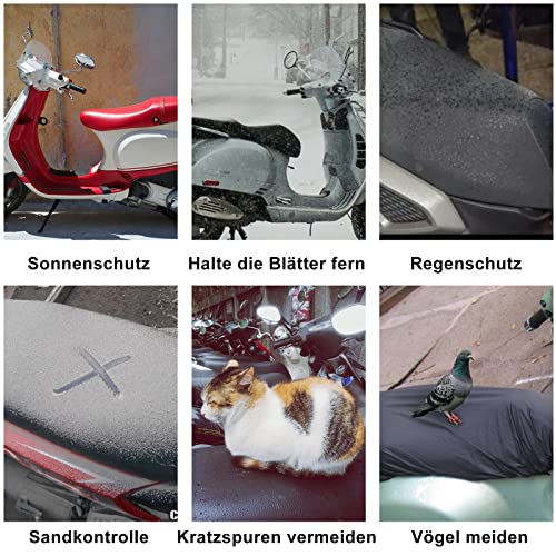 Taekooki Motorrad Sitzbankbezug Schwarz L - Wasserdichter Sitzbezug aus Oxfordtuch für Roller und Moped, mit Gummiband für Sitzschutz