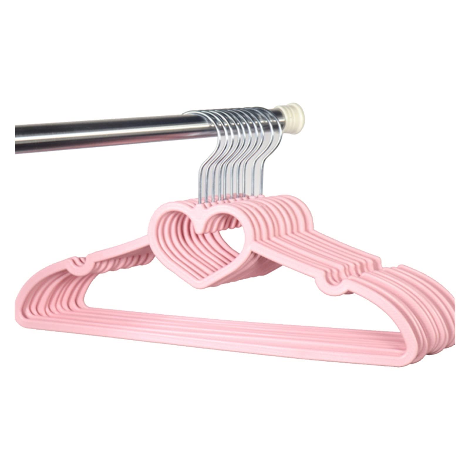 Kleiderbügel-Set, 10 Stück, ABS-Kunststoff, Herzmuster, für Erwachsene und Kinder, geeignet für Holz-, Metall- und Kunststoffkleidung, rosa, Einheitsgröße