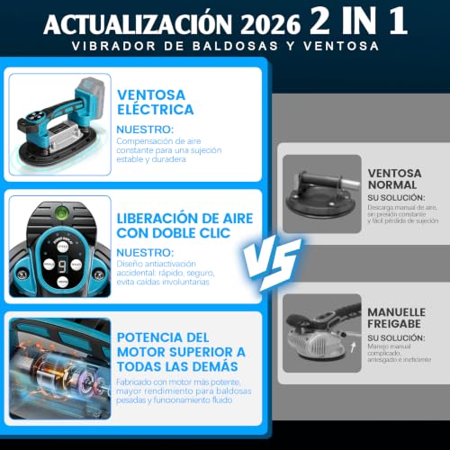 Vibrador para azulejos compatible con Makita 18V y ventosa de 225 mm 2