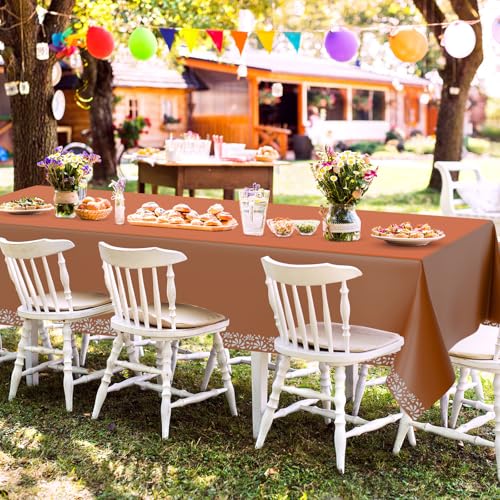 Image of Oudain 4 Pack Cielito Lindo Party Decoration Mexican Tablecloth Disposable Plastic Terracotta Mexican Cielito Lindo Baby Shower Table Decor Wedding Birthday Party Decorations(Floral,White)